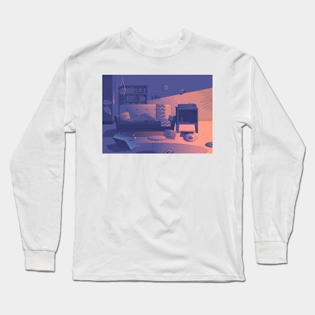 Chill Room: A Lofi Sketch Long Sleeve T-Shirt by aestheticand